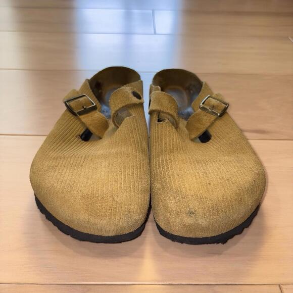 Birkenstock Boston Corduroy Cork Brown Suede Embossed Leather Women's 8 - Picture 5 of 7